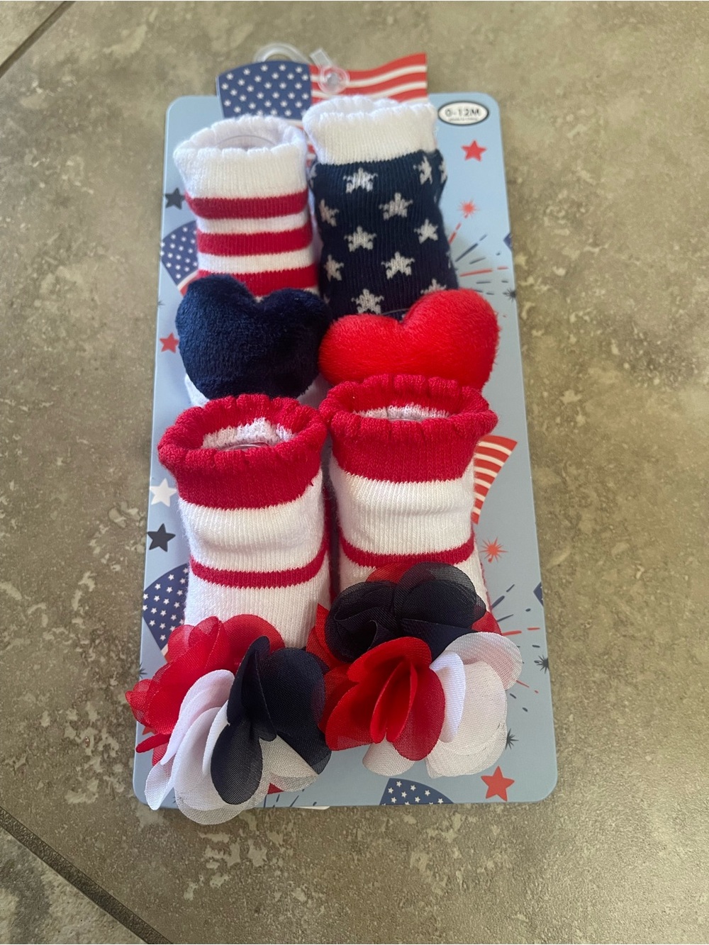 Baby Girls Red, White & Blue Decorative Sock Set